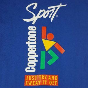Vtg 80s Coppertone Sport T-Shirt M Blue Deadstock